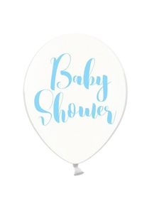 partydeco 50 ballons baby shower blanc-bleu 30cm