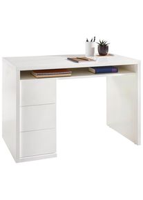 Xora Schreibtisch , Weiß , Holzwerkstoff , 3 Schubladen , rechteckig , Wange , 60x75x110 cm , Stauraum , Büromöbel, Schreibtische, Schreibtische