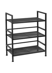 PBJ Schuhregal , Schwarz , Metall , 3 Fächer , 59x70x30 cm , Wohnzimmer, Regale, Bücherregale