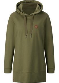 Damer L&aring;ng sweatshirt med huva oliv Gr&ouml;&szlig;e 38