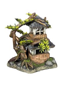 Nobby Aqua Ornaments HAUS mit BONSAI mit Pflanzen (sonstige Gegenstände), Aquarium Dekoration