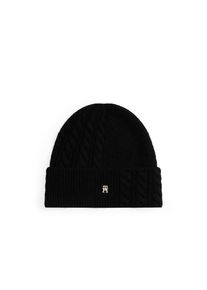 Tommy Hilfiger, Damen, Beanie &raquo;TH ELEVATED CHIC FLUFFY&laquo; flauschig, mit Wolle, ca. 25x21 cm, Black, Black, Strickm&uuml;tze von Tommy Hilfiger