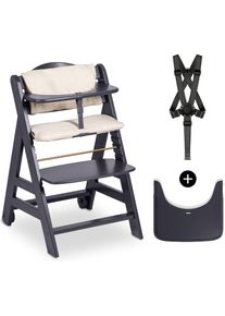 hauck, Hochstuhl &raquo;Beta+&laquo; () mit Holzr&auml;dern; FSC - sch&uuml;tzt Wald, dark grey/natur, Kunststoff, Massivholz, Polyester, Stahl, B/H/T: 48 cm x 79 cm x 58 