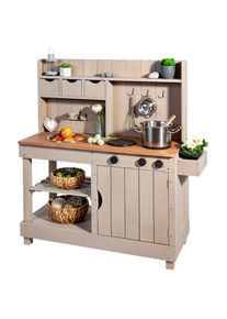 Muddy Buddy , Outdoor-Spielk&uuml;che &raquo;Explorer&laquo; Matschk&uuml;che, warmgrau; FSC - sch&uuml;tzt Wald, grau, Holz, grau