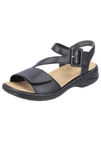 Rieker, Damen, Sandale , Sommerschuh, Sandalette, Klettschuh, mit Klettverschluss, schwarz, 42, schwarz, Modische Sandale mit herausnehmbarer Textil-
