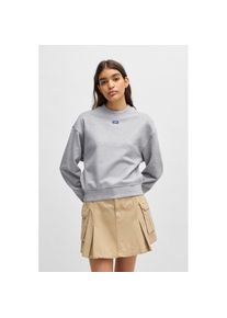 HUGO Blue , Sweatshirt »Delessa«, mit Logoaufnäher , Open Grey 064 , XS , XS , Klassisches Sweatshirt mit Rundhalsausschnitt für einen zeitlosen Look