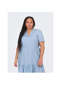 Only CARMAKOMA , Minikleid »CARTIRI-CARO S/S V-NECK LIN DRESS TLR« Sommerkleid , Cashmere Blue , N-Gr , 54 -N-Gr , 54 , Perfekt für den Sommer:...