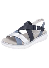 Remonte , Riemchensandale »Elisabeth Hurley-Collection«, Keilabsatz, Sommerschuh, Sandalette mit Kreuzbandage , blau-silberfarben , 45 , 45 ,...
