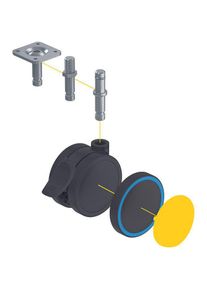 tente, Möbelrollen, Lenkrollen Anika mit Feststeller