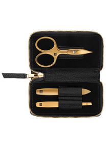 Zwilling Premium Manik&uuml;re Set 3tlg. in Gold, Etui mit Rei&szlig;verschluss