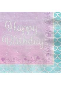 16 Serviettes d'anniversaire Mermaid Treasures 33cm