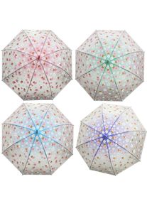 Trifox, Regenschirm, Halbtransparenter Regenschirm mit Blumen und Teddybären MIX, Transparent