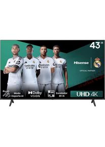 Hisense TV 43E6NT (108 cm (43 Zoll), schwarz, UltraHD/4K, HDR, Triple Tuner) (43", LED, 4K), TV, Schwarz
