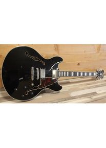 D'angelico Guitars D & aposangelico Premier DC Black Flake Stopbar Semi-akestische Gitarre mit Gigbag (DAPDCBLF2NS) (E-Gitarre, Pau Ferro, Rosewood), 