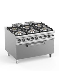 MBM Fourneau à gaz inox - 6 brûleurs - sur four à gaz grill - 90/120 cm - 64 kw - série 98 | Professionnel | HoReCa | CHR