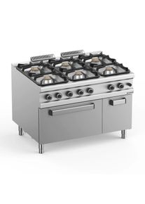 MBM Fourneau à gaz inox - 6 brûleurs - sur four électrique - 90/120 cm - série 98 | Professionnel | HoReCa | CHR