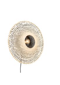 Qazqa Okos fali l&aacute;mpa bambusz 50 cm dug&oacute;val, Wi-Fi-vel A60 - Rina