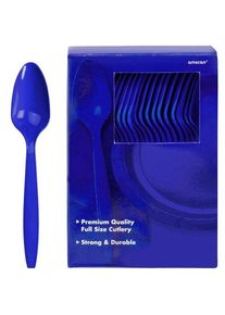 Amscan 100 cuillères en plastique bleu foncé