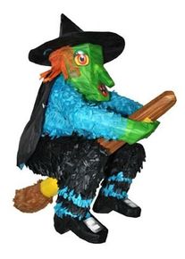 Funny Pinata witch Makani on broom 48 x 45cm