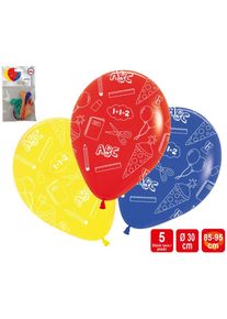 5 ballons colorés rentrée scolaire 30cm