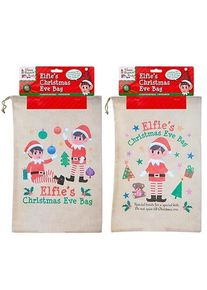 Sac cadeau elfes de Noël avec cordon