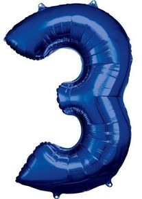 Amscan Ballon numéro 3 bleu 86cm