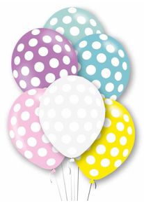 6 ballons en latex à pois colorés 27,5 cm