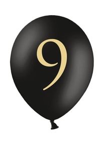 partydeco 50 ballons noirs dorés numéro 9