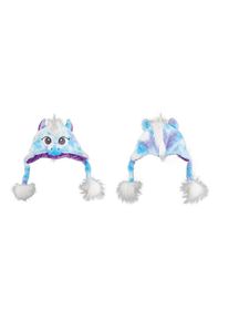 Bonnet en peluche licorne bleu adulte