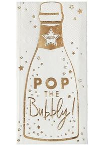 Ginger Ray 16 Serviettes Pop the Bubbly 16,5 cm