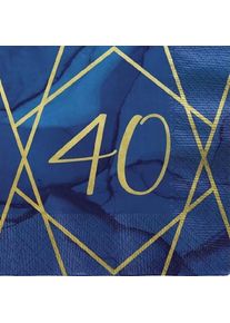 16 serviettes luxueuses anniversaire 40 ans 33 cm