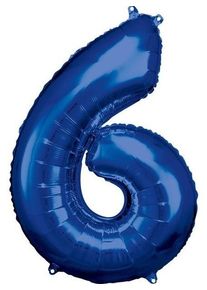 Amscan Blå nummer 6 folieballon 86cm
