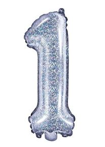 partydeco Ballon aluminium numéro 1 holographique 35cm