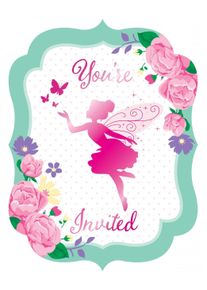 8 cartes d'invitation Flower Fairy