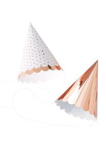 Ginger Ray 6 rose gold party hats Hooray 13cm