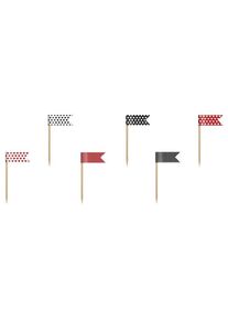 partydeco 6 brochettes de drapeaux de fête coccinelle 7cm
