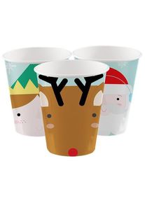 Amscan 8 gobelets en papier Camp de Noël 250 ml