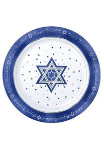Amscan Assiette en plastique Happy Hanukkah 19cm
