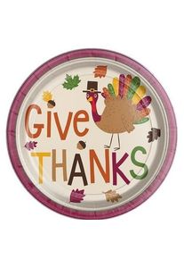 Amscan 8 assiettes en papier Thanksgiving 18cm