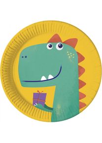Procos 8 assiettes anniversaire Dino compostables 23cm