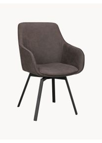 Rowico Home Sillas con reposabrazos giratorias Alison, 2 uds. Gris, Negro Madera, Fibra sintética, Metal, Tela An 58 x F 59 cm