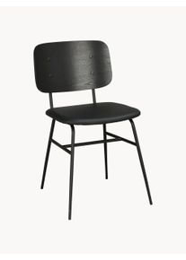 Rowico Home Sillas de madera Brent, 2 uds. Negro Madera, Fibra sintética, Plástico, Cuero, Madera maciza, Metal, Tela An 47 x F 57 cm