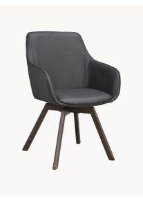 Rowico Home Sillas con reposabrazos giratorias de cuero con patas de madera de roble Alison, 2 uds. Marrón, Negro Madera, Fibra sintética, Cuero,