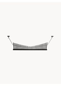 Woud Perchero de pared de cuero y madera de roble Knaegt Negro An 88 x Al 4 cm
