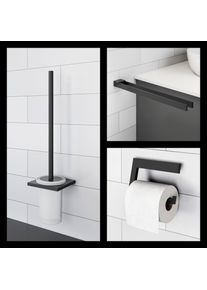 Viverso x add Ensemble d’accessoires de salle de bains 3 en 1, VA3000MB+VA2100MB+VA4300MB,