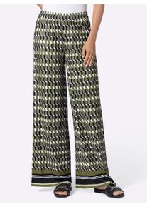 Heine Dames comfortbroek in olijf/zwart bedrukt ,maat 50, Witt, 95% Polyester, 5% Elastan