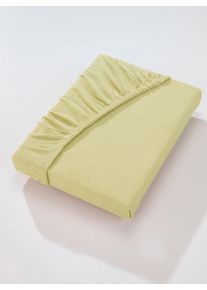 Irisette unisex Hoeslaken in lindegroen ,maat 90x190 - 100x200 cm, Witt, 75% Katoen, 25% Polyester