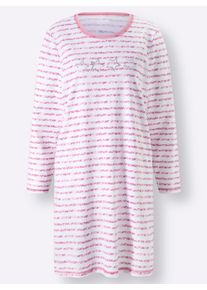 wäschepur Dames Slaapshirts met lange mouwen in heide + heide gestreept ,maat 36/38, Witt, 100% Katoen. Gemêleerd: 95% Katoen, 5% Viscose