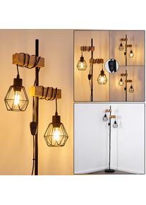 hofstein Barbengo Stehlampe Holz hell, Schwarz, 2-flammig