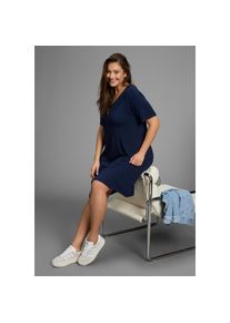 Laura Scott CURVE , Jerseykleid in leicht ausgestellter, fließender Wickelform - GROSSE GRÖSSE , navy , N-Gr , 44 -N-Gr , 44 , Schlicht-elegantes...